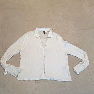 Divided White Button-Up Blouse